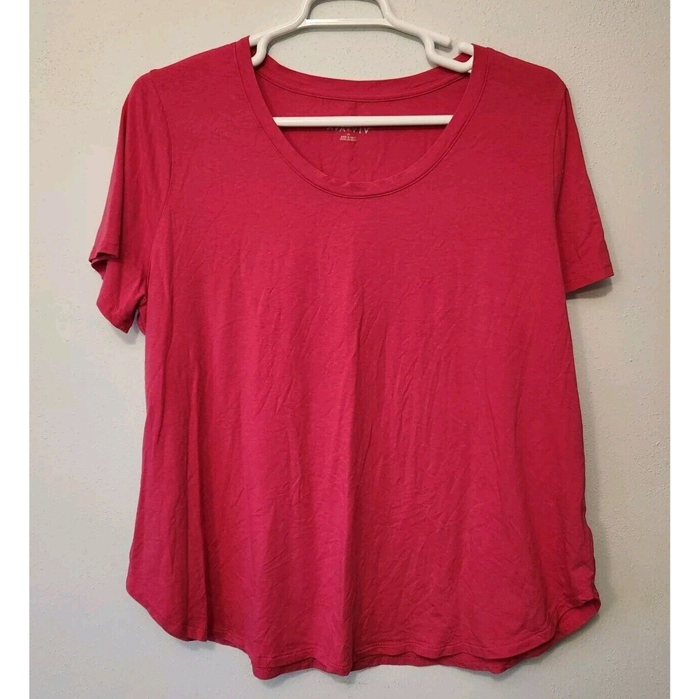 Ava & Viv Bright Pink Scoop Neck with Rounded Hem Short Sleeve Tee - 2x